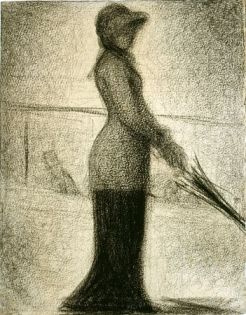 Georges Seurat, studio a matita di donna con ombrello